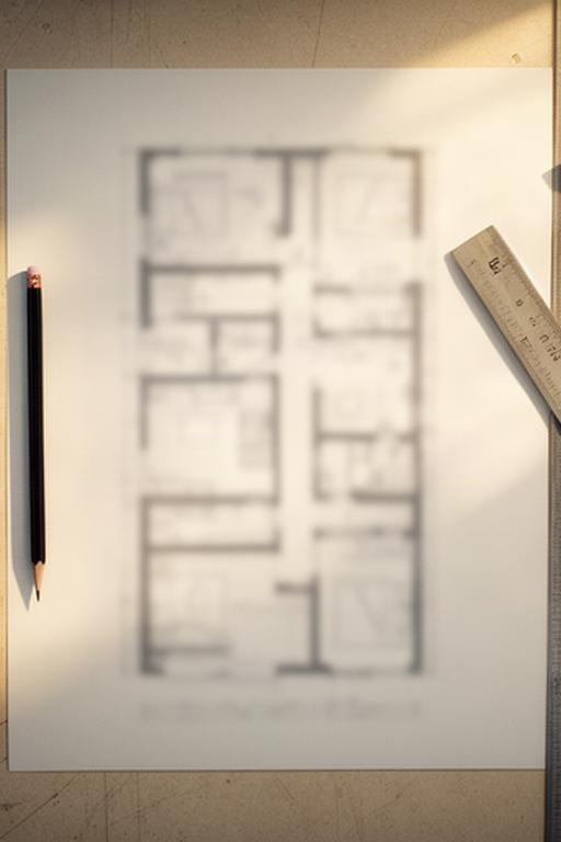 Planimetria residenziale con annotazioni tecniche e matita sul tavolo